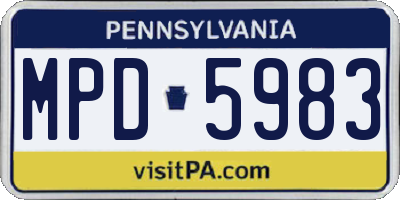 PA license plate MPD5983