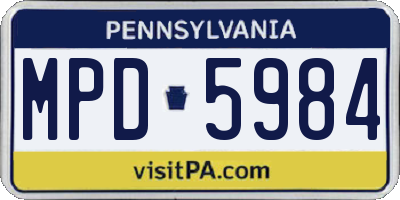 PA license plate MPD5984