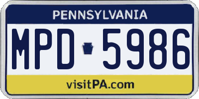 PA license plate MPD5986