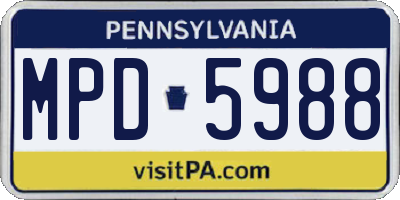 PA license plate MPD5988