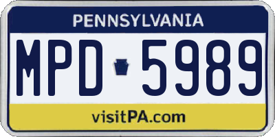 PA license plate MPD5989