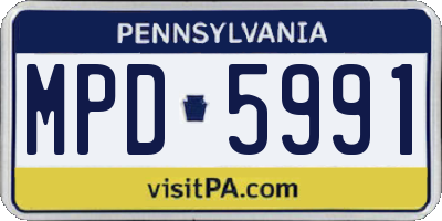 PA license plate MPD5991