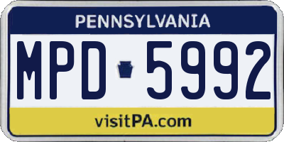 PA license plate MPD5992