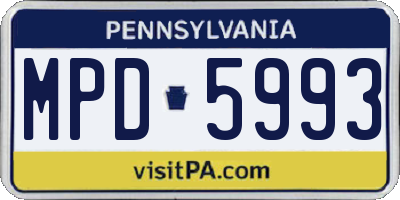 PA license plate MPD5993