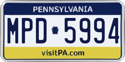 PA license plate MPD5994