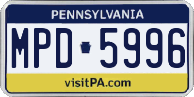 PA license plate MPD5996