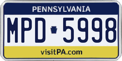 PA license plate MPD5998