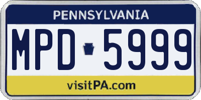 PA license plate MPD5999