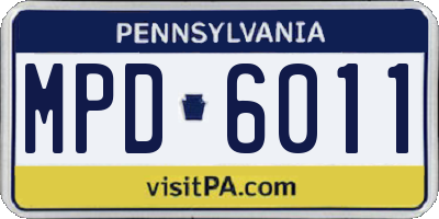 PA license plate MPD6011