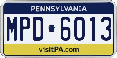 PA license plate MPD6013
