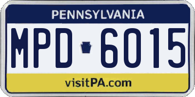 PA license plate MPD6015