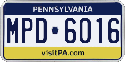 PA license plate MPD6016