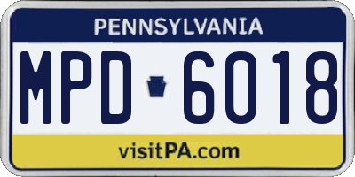 PA license plate MPD6018