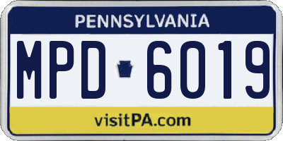 PA license plate MPD6019