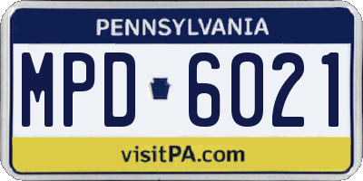 PA license plate MPD6021