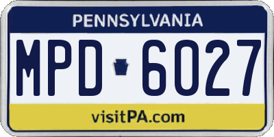 PA license plate MPD6027