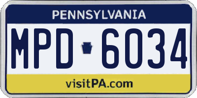 PA license plate MPD6034