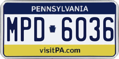 PA license plate MPD6036