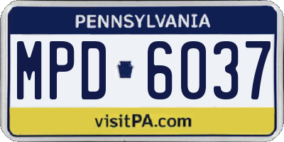 PA license plate MPD6037