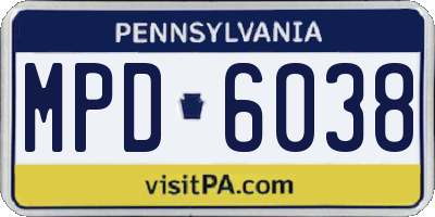 PA license plate MPD6038