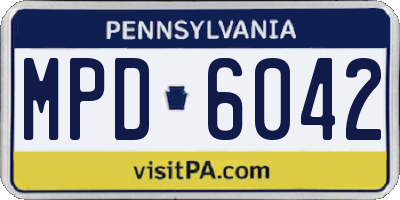 PA license plate MPD6042