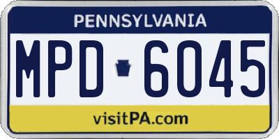 PA license plate MPD6045