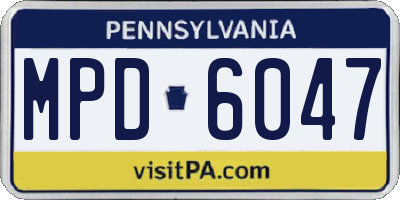 PA license plate MPD6047