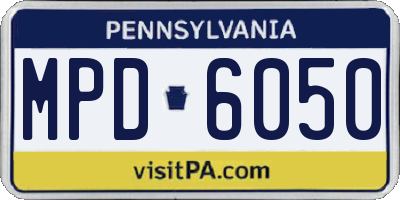 PA license plate MPD6050