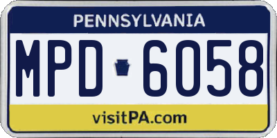 PA license plate MPD6058
