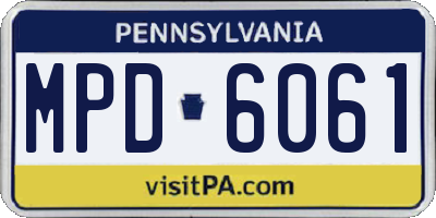 PA license plate MPD6061