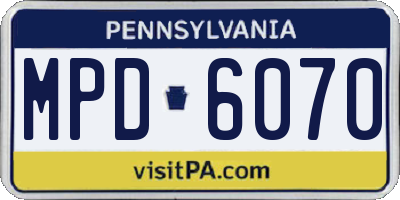 PA license plate MPD6070