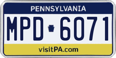 PA license plate MPD6071