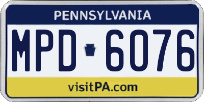 PA license plate MPD6076