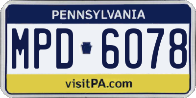 PA license plate MPD6078