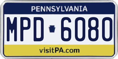 PA license plate MPD6080