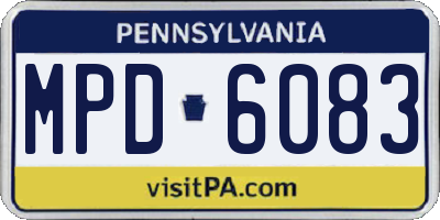 PA license plate MPD6083