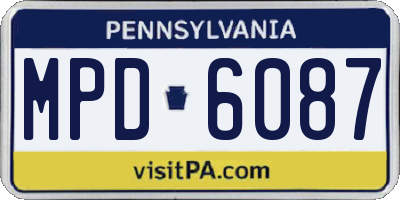 PA license plate MPD6087