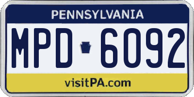 PA license plate MPD6092