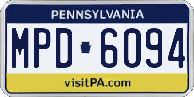 PA license plate MPD6094