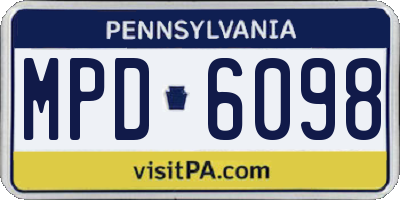 PA license plate MPD6098
