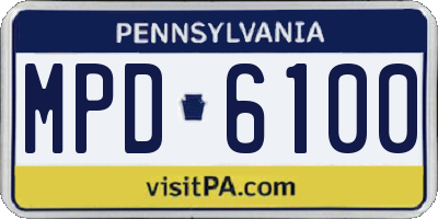 PA license plate MPD6100
