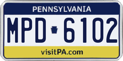PA license plate MPD6102