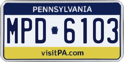 PA license plate MPD6103
