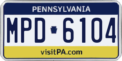 PA license plate MPD6104