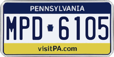 PA license plate MPD6105