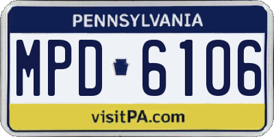 PA license plate MPD6106