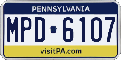 PA license plate MPD6107