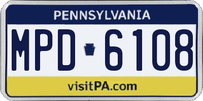 PA license plate MPD6108