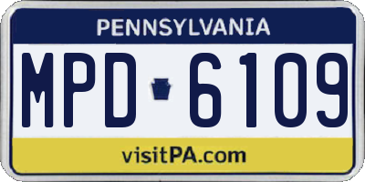 PA license plate MPD6109