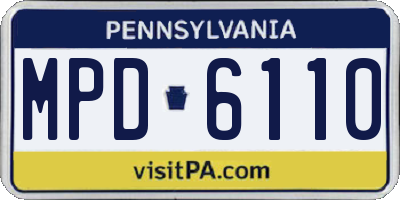 PA license plate MPD6110